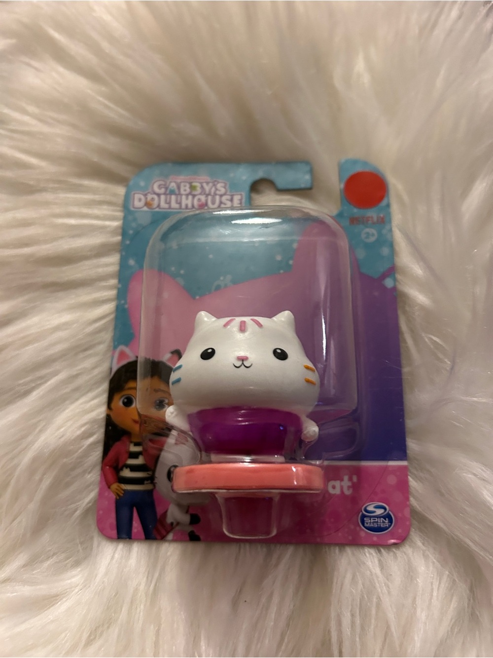 White Cat Figure Toy - Pink & Purple Accent